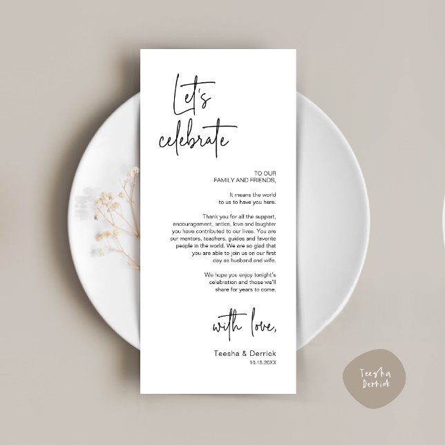 Modern Place Setting Dinner Party Thank You Card (Modern Place Setting Dinner Party Thank You Card, Modern Wedding Dinner, Minimalist White Black)