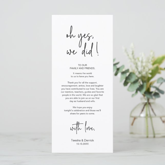Modern Place Setting Dinner Party Thank You Card (Standing Front)