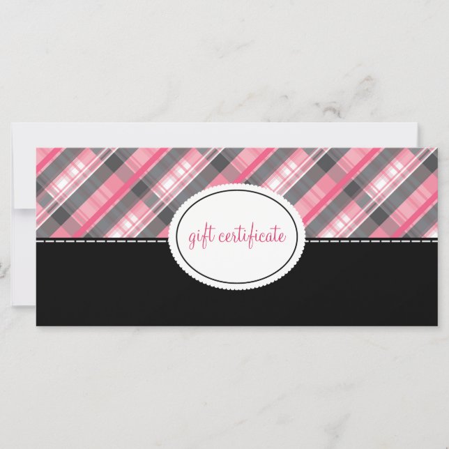 Modern Plaid Boutique Style Gift Certificates (Front)