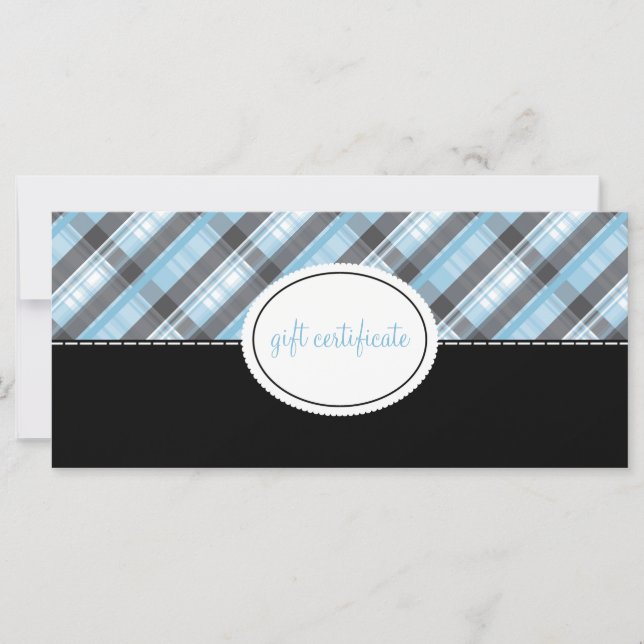 Modern Plaid Boutique Style Gift Certificates (Front)