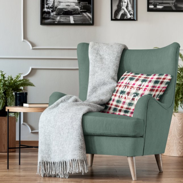 Modern Plaid Christmas | Happy Merry Joyful Cushion (Creator Uploaded)