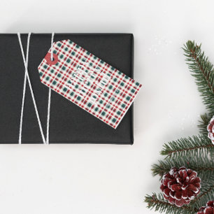 Modern Plaid Christmas Happy Merry Joyful Gift Tags