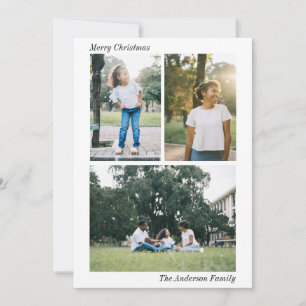 Modern Plaid Christmas Photo Collage Holiday Card