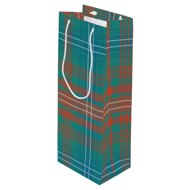 Modern Plaid Clan Wilson Party Tartan Wine Gift Bag (Front Angled)