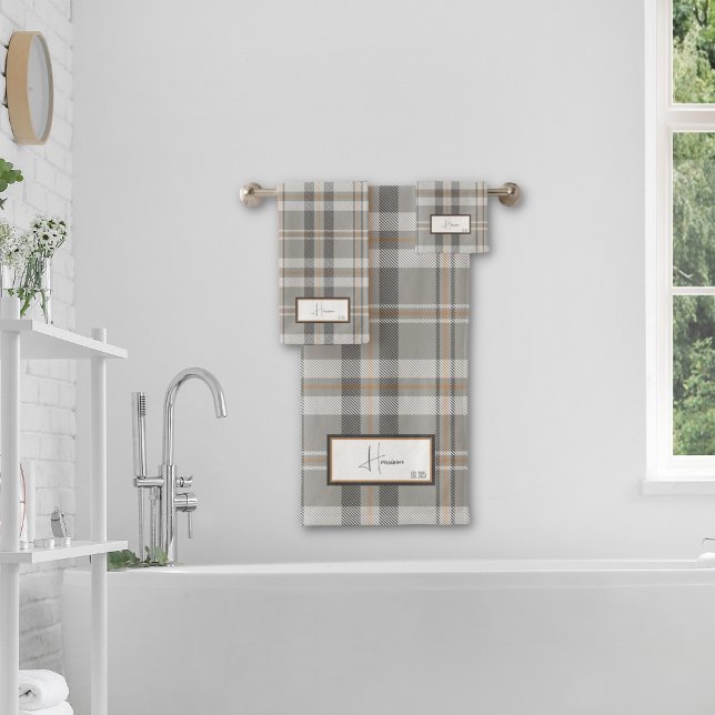 Modern Plaid Cloud Gray Bath Towel Set (Creator Uploaded)