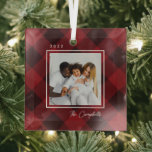 Modern Plaid Custom Photo Christmas Ornament<br><div class="desc">Celebrate the season with this modern and stylish holiday card from Berry Berry Sweet. Matching items and more design options are available at our store: www.berryberrysweet.com. Background colour can be customised online to best match your photo!</div>