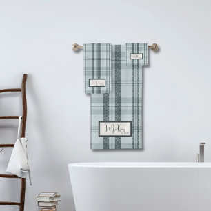 Modern Plaid Frost Bath Towel Set