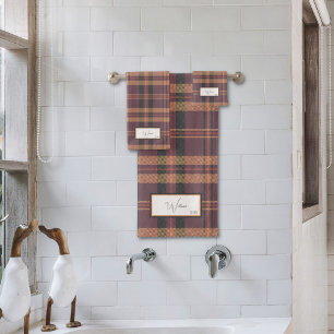 Modern Plaid Heather Bath Towel Set