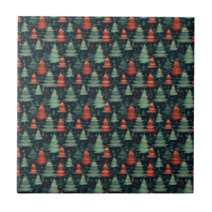 Modern Plaid Holiday christmas trees Tile