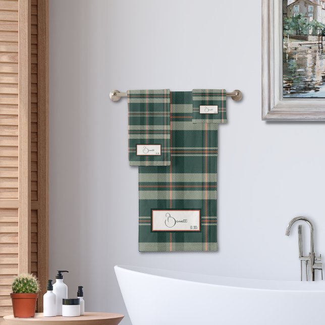 Modern Plaid Juniper Bath Towel Set (Creator Uploaded)