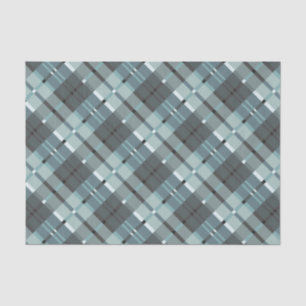 Modern Plaid Pattern in Blue and Grey Tissue Paper