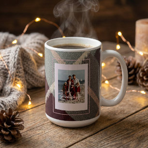 Modern Plaid Rustic Photo Christmas coffee mug