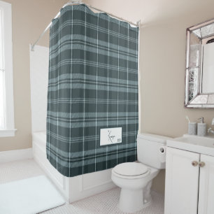 Modern Plaid Storm Grey Shower Curtain