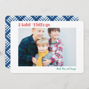 Modern Plaid Tidings 1 or 2 Photo Holiday Card