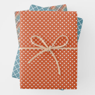 Modern Plaid White Stripes Polkadots Pattern Wrapping Paper Sheet