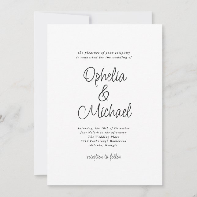 Modern Plain and Simple Casual Wedding Invitation (Front)