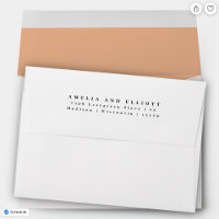 Modern Plain Apricot Return Address 5x7 Back Flap