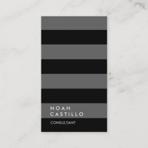 Modern Plain Black Grey Striped Trendy Consultant Business Card