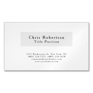 Modern Plain Black Grey White Minimalist Magnetic Business Card