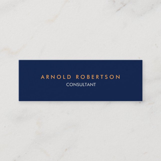 Modern Plain Blue Slim Trendy Business Card (Front)