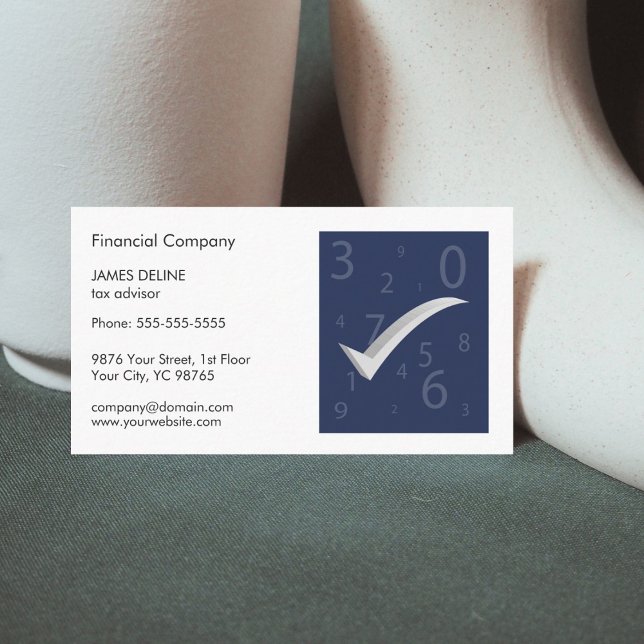 Modern Plain Blue White Accountant Business Card (Creator Uploaded)