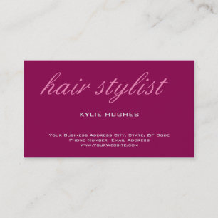 Modern Plain Calligraphy Hair Stylist Business Card