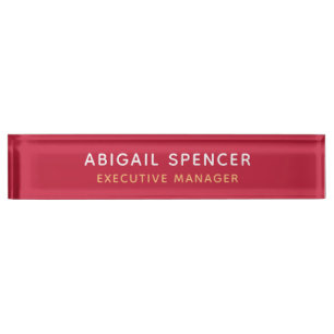 Modern Plain Classy Professional Cardinal Red Nameplate