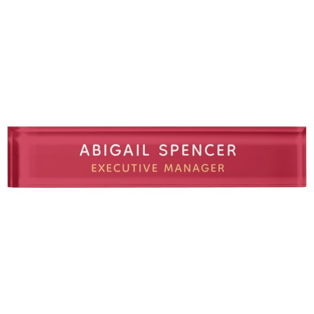 Modern Plain Classy Professional Cardinal Red Nameplate (Front)