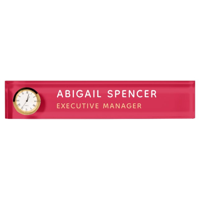 Modern Plain Classy Professional Cherry Red Nameplate (Front)