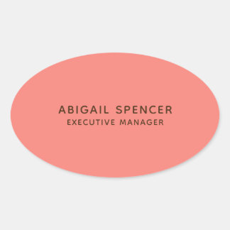 Modern Plain Classy Professional Coral Pink Oval Sticker