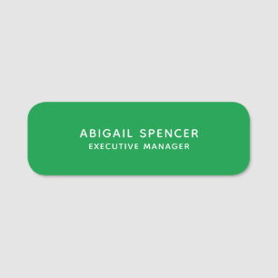 Modern Plain Classy Professional Kelly Green Name Tag