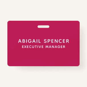 Modern Plain Classy Professional Rose Red ID Badge