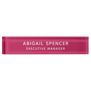 Modern Plain Classy Professional Rose Red Nameplate