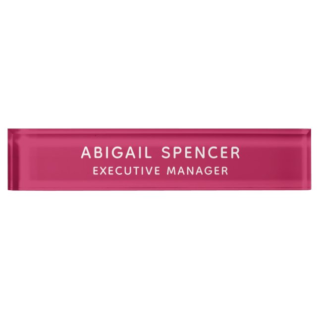Modern Plain Classy Professional Rose Red Nameplate (Front)