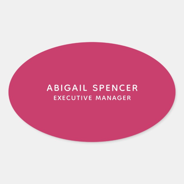 Modern Plain Classy Professional Rose Red Oval Sticker (Front)