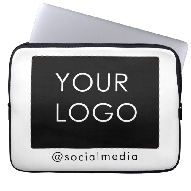 Modern Plain Company Business Logo Social Media  Laptop Sleeve (Front)