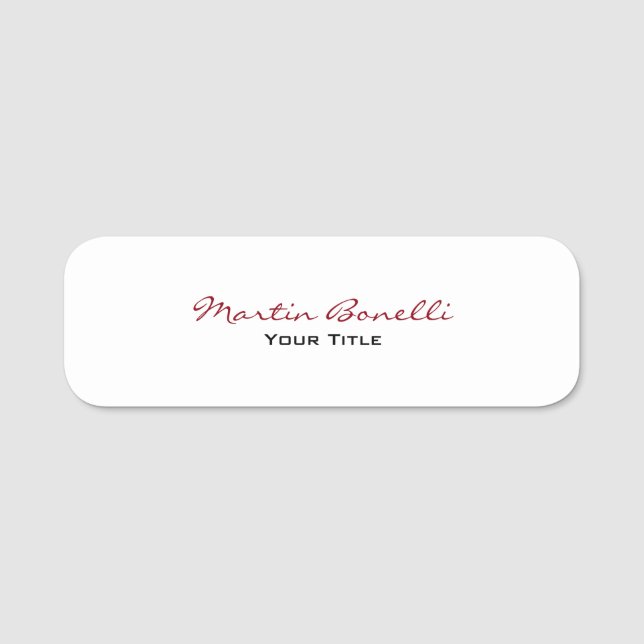 Modern Plain Custom Professional Name Position Name Tag (Front)