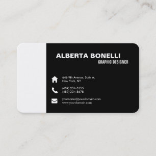 Modern Plain Elegant Minimalist Black White Business Card