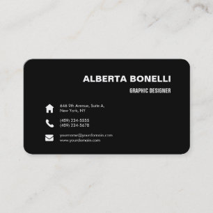 Modern Plain Elegant Minimalist Black White Business Card