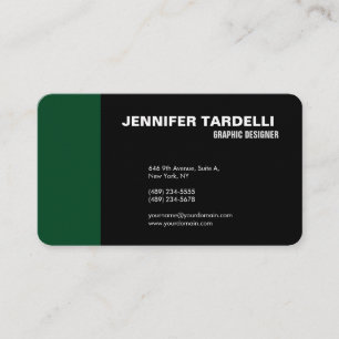 Modern Plain Elegant Minimalist Green Black Business Card