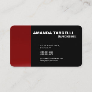 Modern Plain Elegant Minimalist Red Black Business Card