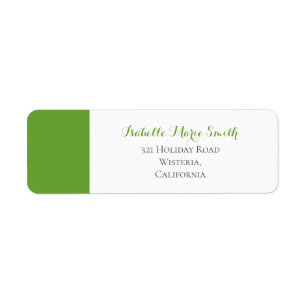 Modern Plain Green & White Wedding Return Address