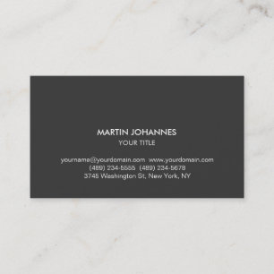 Modern Plain Grey Chic Professional Business Card