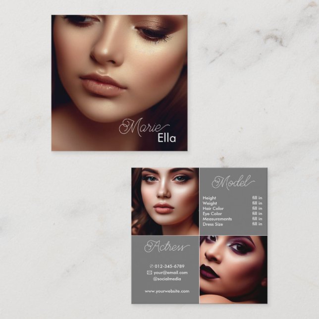 Modern Plain Grey Comp Card Photo Template Classy (Front/Back)