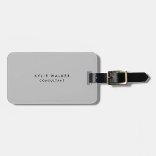 Modern Plain Grey Professional Name Address Phone Luggage Tag