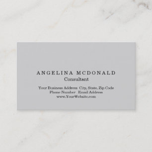 Modern Plain Light Grey Minimalist Consultant Business Card