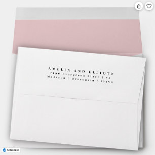 Modern Plain Light Pink Return Address 5x7 Flap Envelope