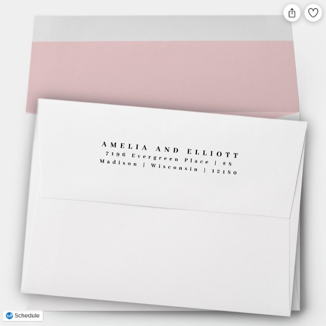 Modern Plain Light Pink Return Address 5x7 Flap Envelope (Creator Uploaded)