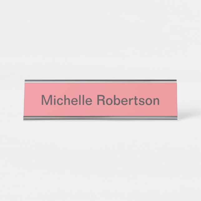 Modern Plain Minimalist Add Own Name Desk Name Plate (Front)