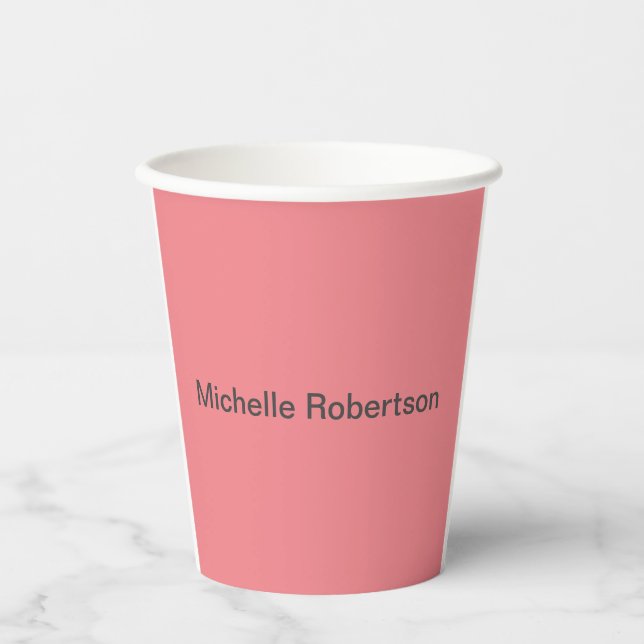 Modern Plain Minimalist Add Own Name Paper Cups (Front)